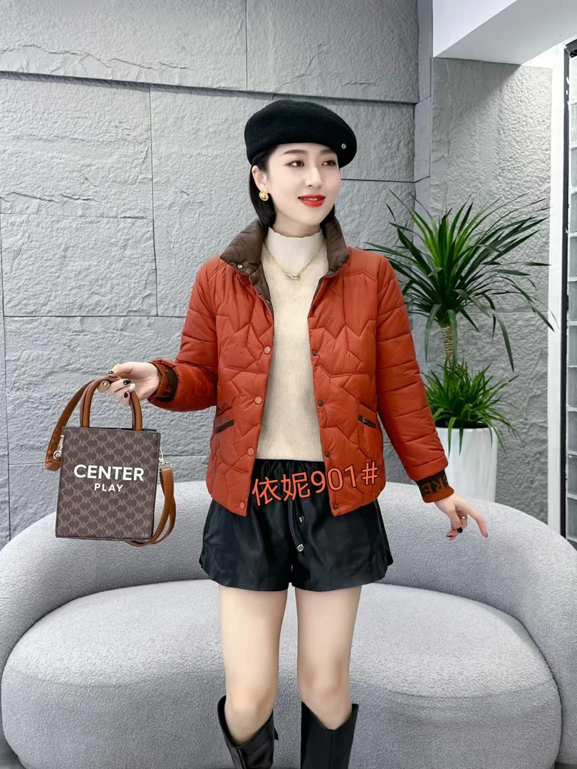 901女士轻薄棉衣时尚短款棉衣立领百搭短款棉服