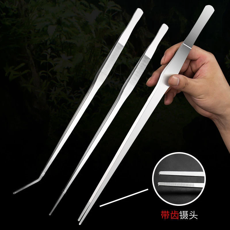 加长不锈钢镊子园艺多肉种植工具镊子盆栽微景工具园艺夹种子水草