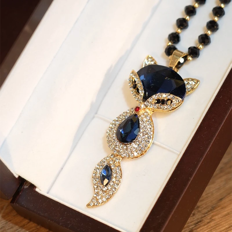 铜合金项链 秋冬毛衣链女新款狐狸简约长款百搭镶钻搭配轻奢气质