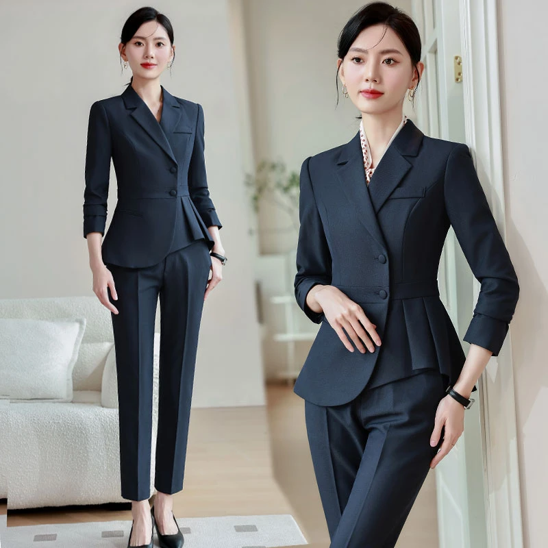 气质时尚修身显瘦休闲西装秋季长袖洋气女神范商务工作套装6666