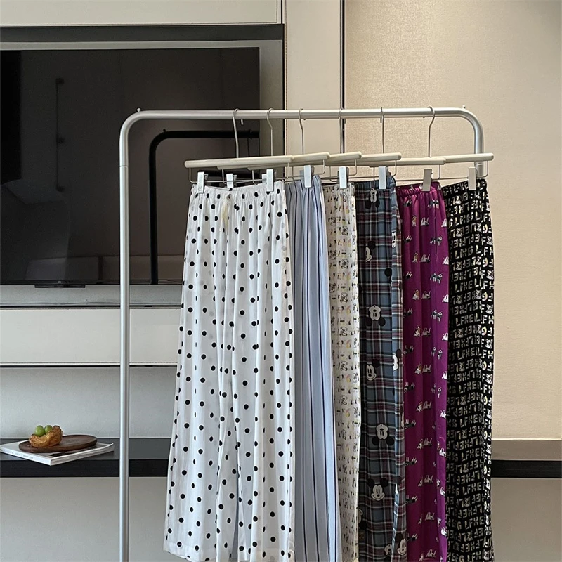 网红可爱小熊遛弯裤女薄款夏季长裤休闲直筒裤懒人韩版家居服女士