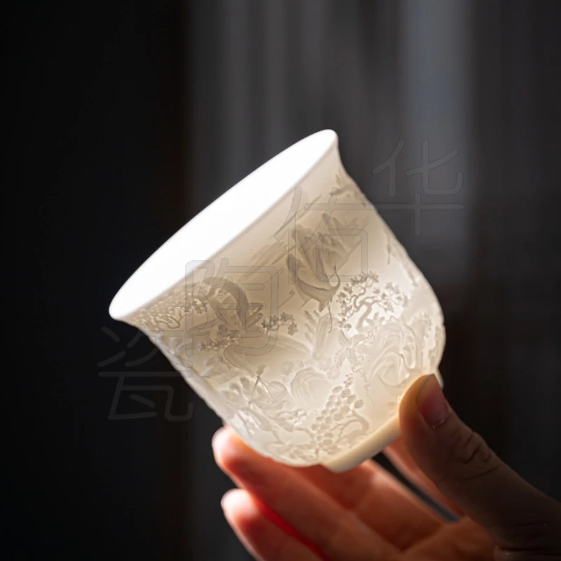 【新人福利】精美描金西游记素烧白瓷主人杯高档个人茶杯家用品茗杯