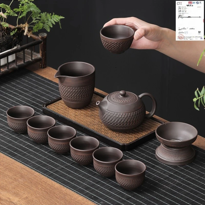 紫陶茶具茶壶礼盒套组高端茶具套装复古中式高档家用陶瓷礼盒装