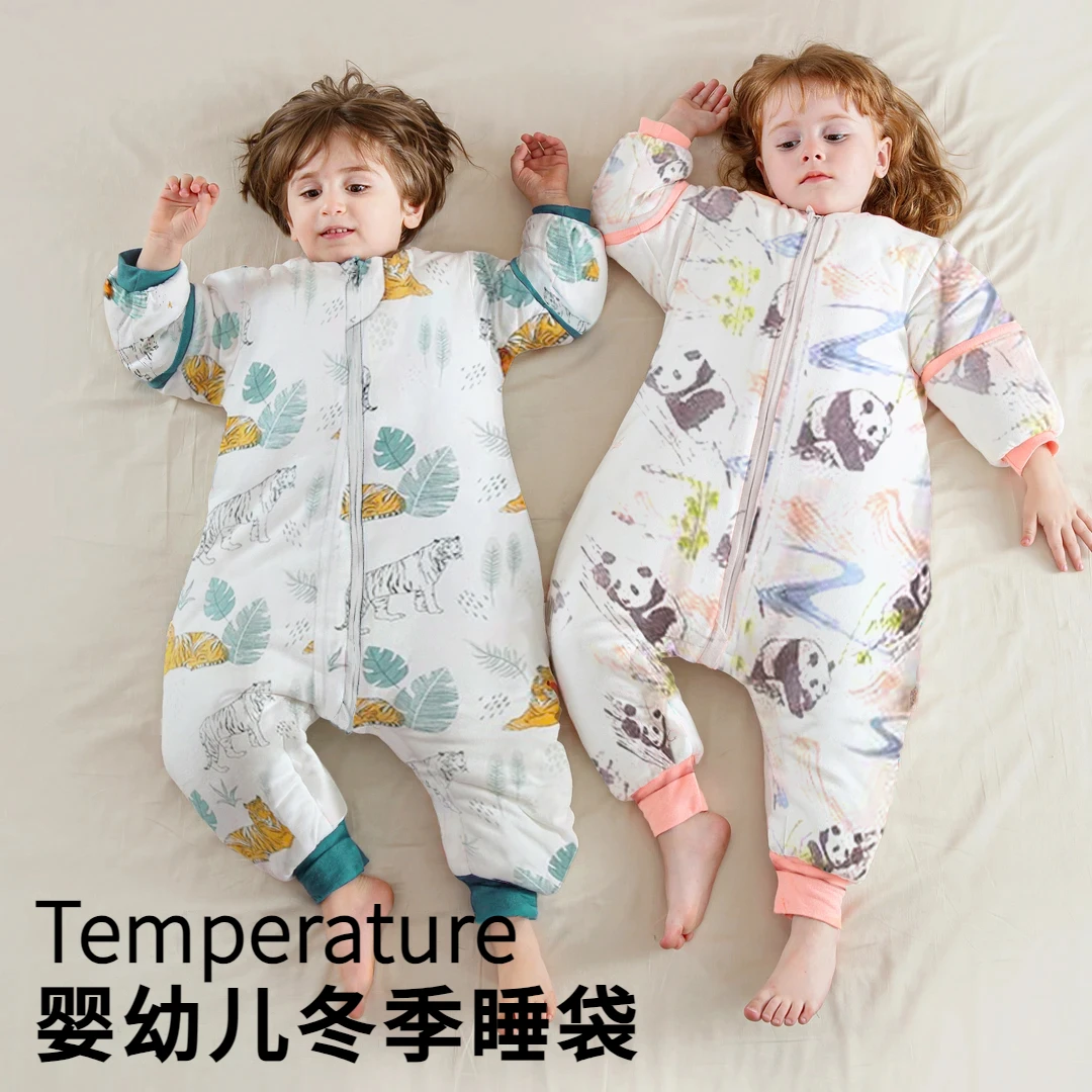 婴幼儿睡袋暖姜恒温透气秋冬新款纯棉宝宝新生儿童分腿睡袋防踢被