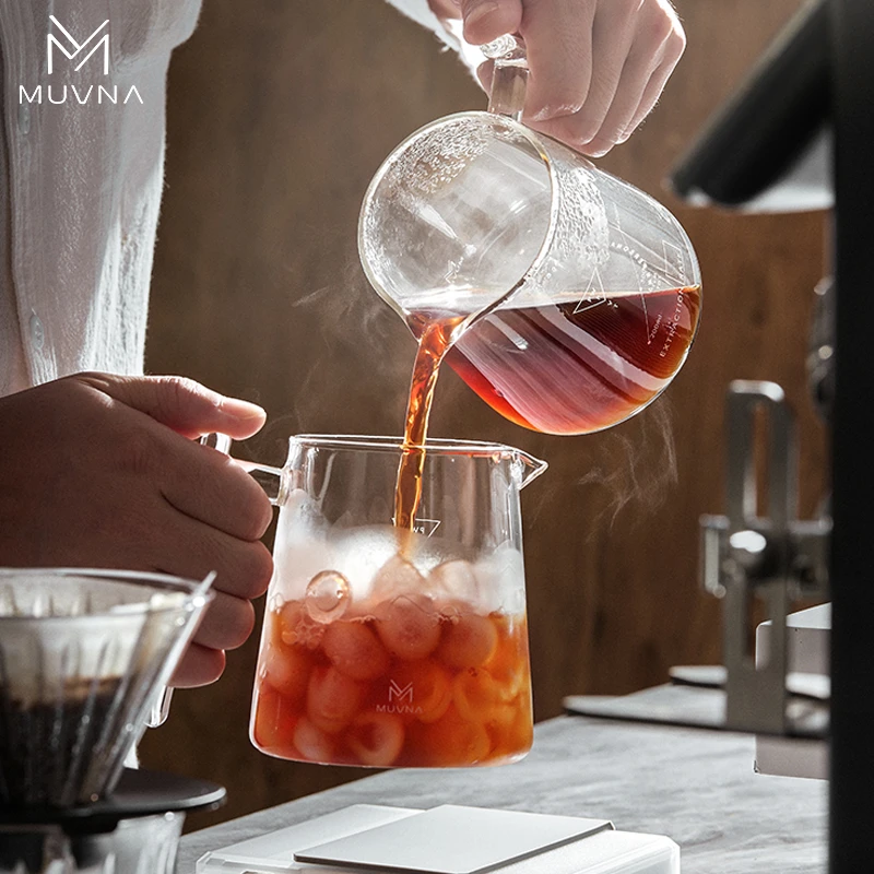 MUVNA慕威纳手冲玻璃萤朵分享壶带刻度公道杯泡茶壶美式滴漏壶