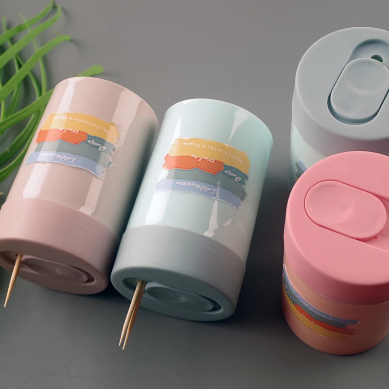 牙签罐塑料便携家用简约滑盖带双头竹牙签饭店餐馆牙签筒牙签盒