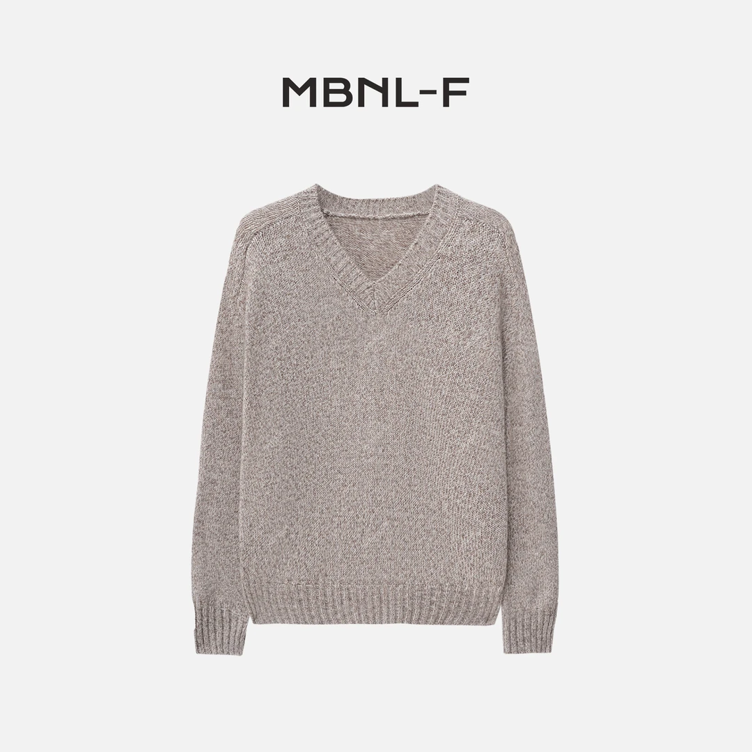 MBNL-F 2024F/W新品 经典极简花纱色纯色V领毛衣 秦磊XM-MY576
