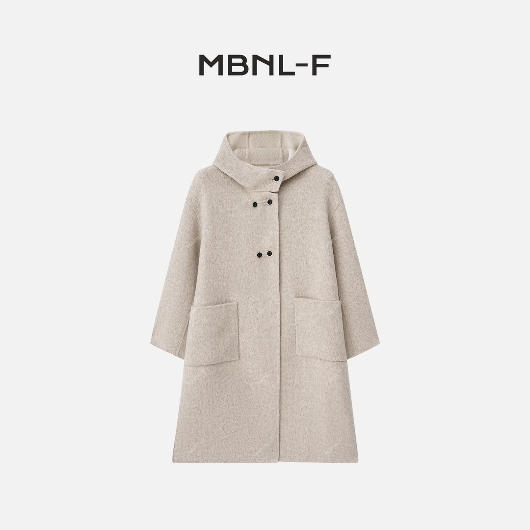 MBNL-F 2024F/W新品 杏色气质时尚连帽大衣外套 秦磊XM-DY31338
