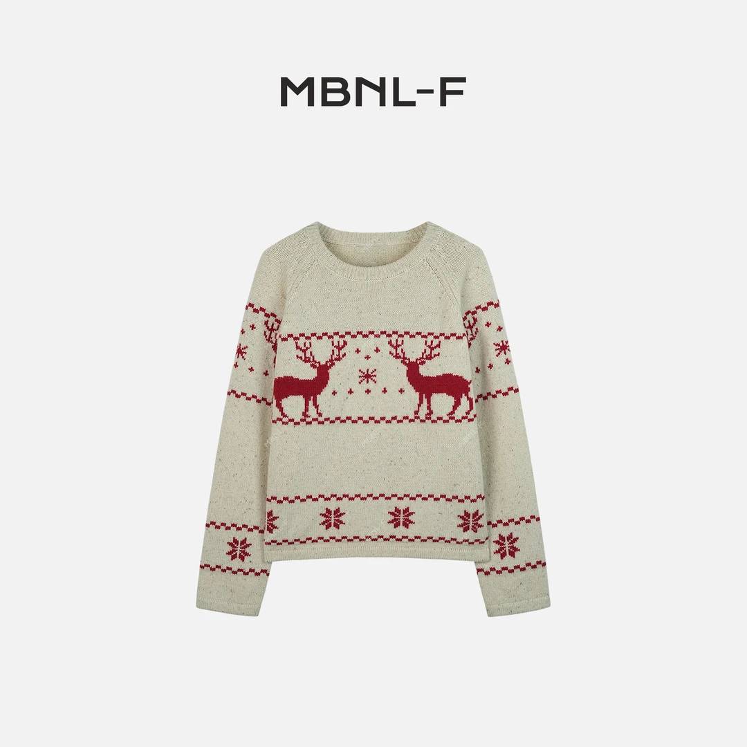 MBNL-F”小鹿毛衣“2024F/W新品 100%羊毛圣诞毛衣 秦磊XM-MY03111