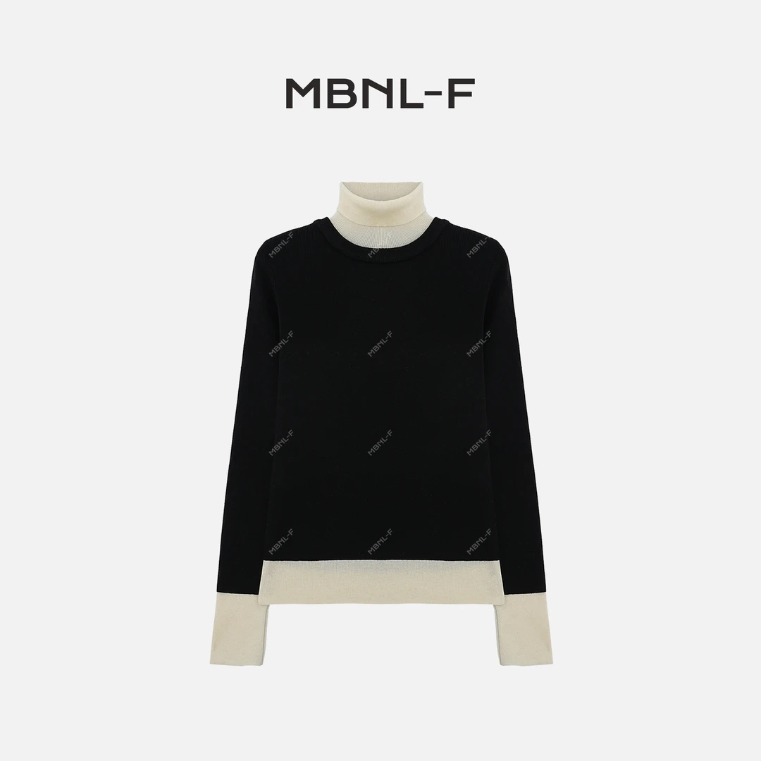 MBNL-F 2024F/W新品 时尚拼色套头高领针织毛衣 秦磊XM-SY26395