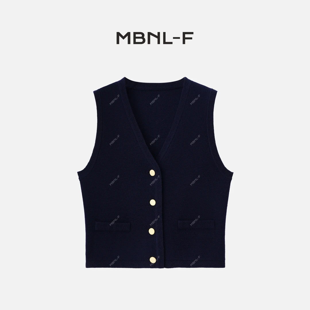 MBNL-FMBNL-F “温妮马甲” 2024F/W金扣藏蓝老钱马甲秦磊XM-BX7591