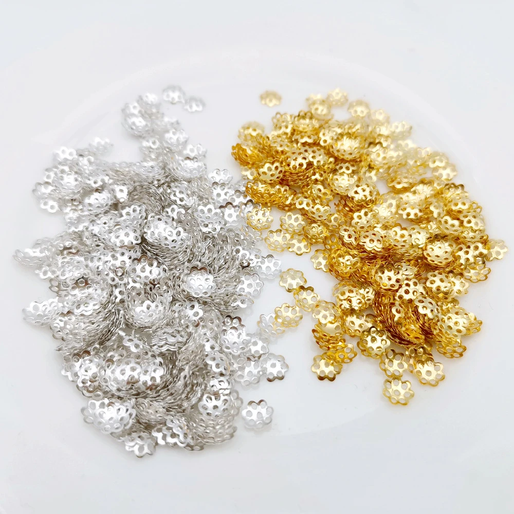 梅花珠帽隔片6/7/8/9/毫米五叶珠帽花帽diy手链串珠材料隔片