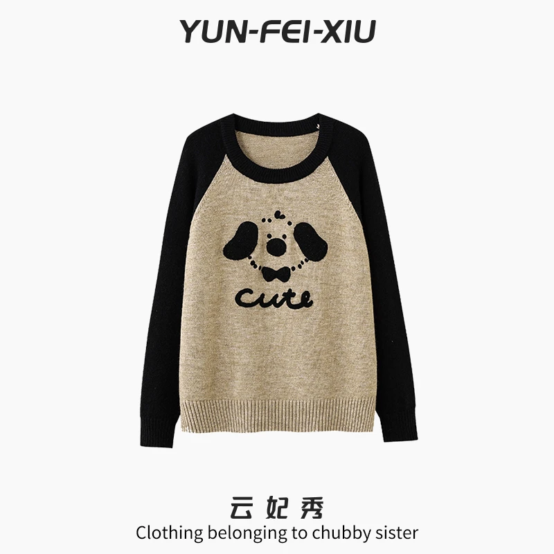 云妃秀大码女装针织衫气质百搭时尚休闲简约减龄微胖显瘦冬71747