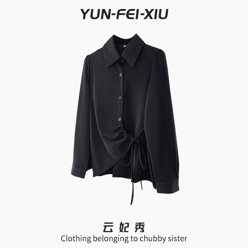 云妃秀大码女装衬衫时尚休闲微胖宽松显瘦气质百搭上衣夏季63488