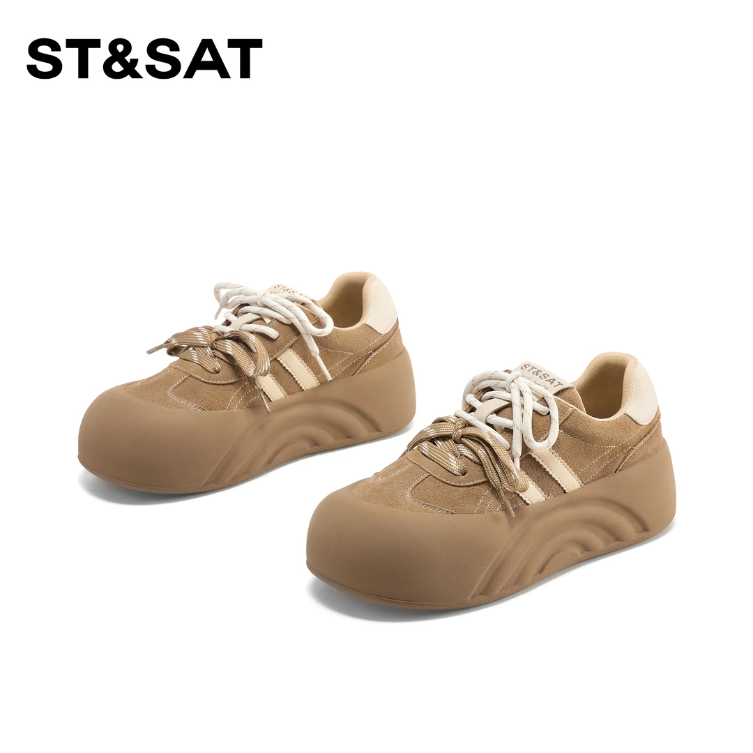St&Sat/星期六复古增高百搭休闲鞋2025新款运动双鞋带板鞋女潮流