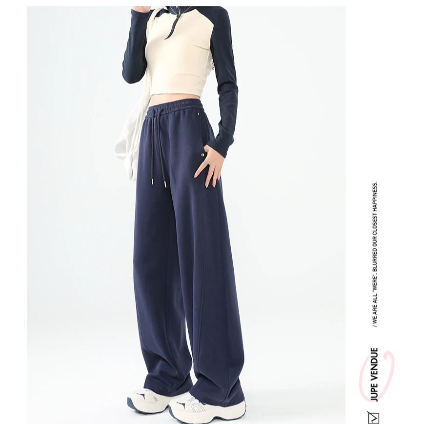 秋冬休闲显瘦高腰垂感百搭外穿铆钉镰刀裤直筒裤宽松阔腿裤41042