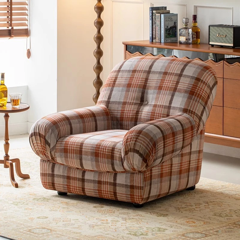 北欧风布艺单人沙发小户型客厅2024新款现代简约可躺可睡懒人沙发