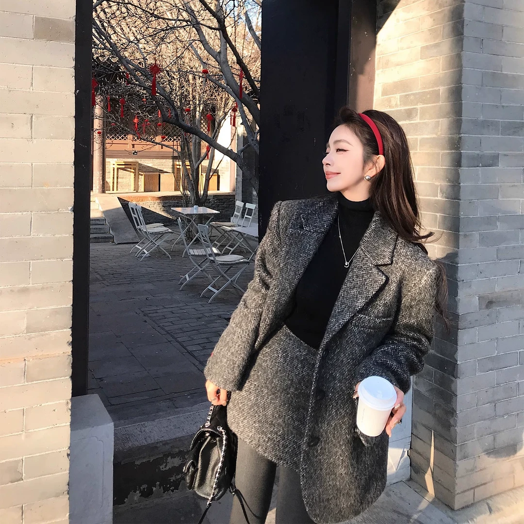 “清潭洞Oni”高奢羊驼毛绵羊毛蓬松挺阔保暖毛呢西装&半裙