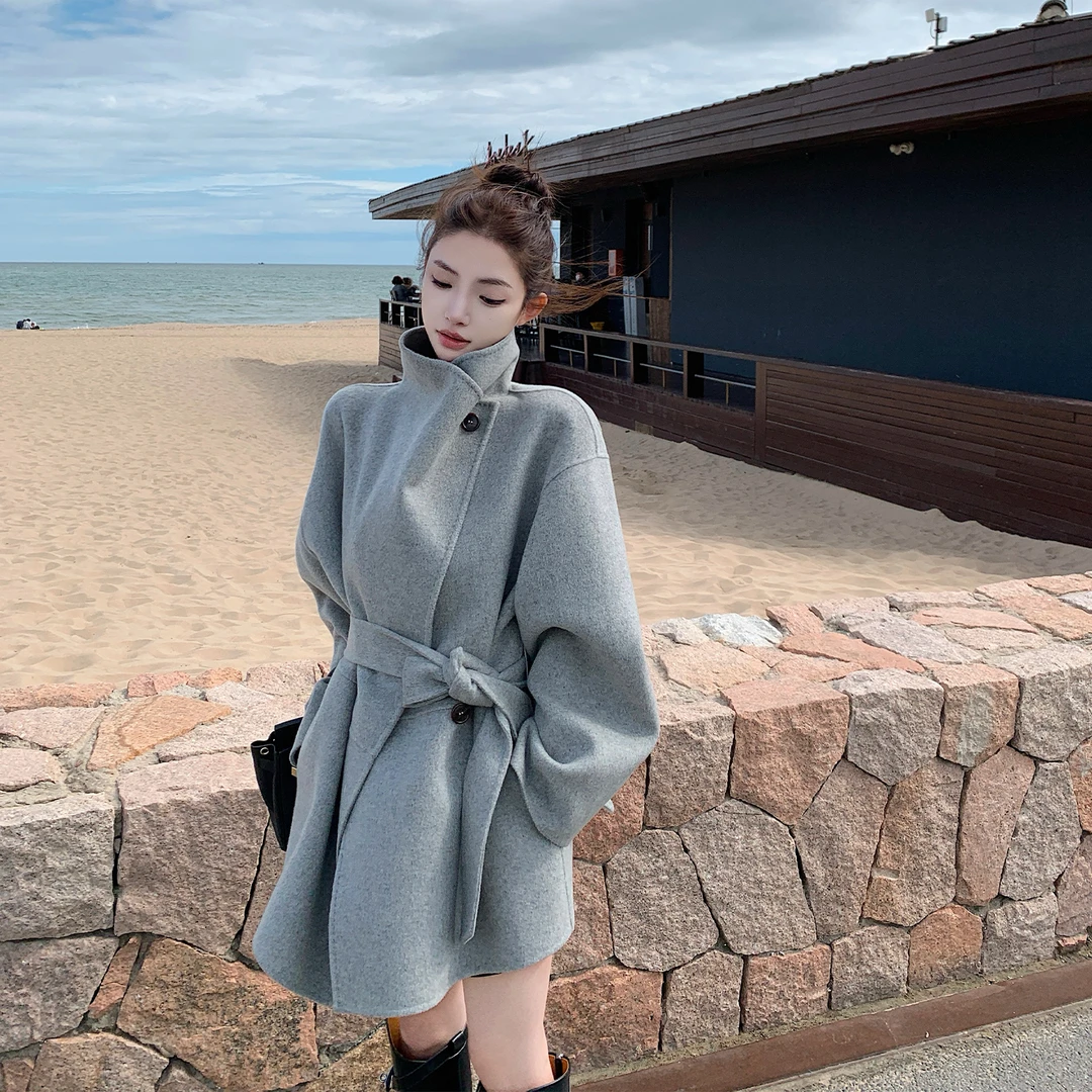 "Torino都灵大衣"浴袍风大翻领呢短款大衣！