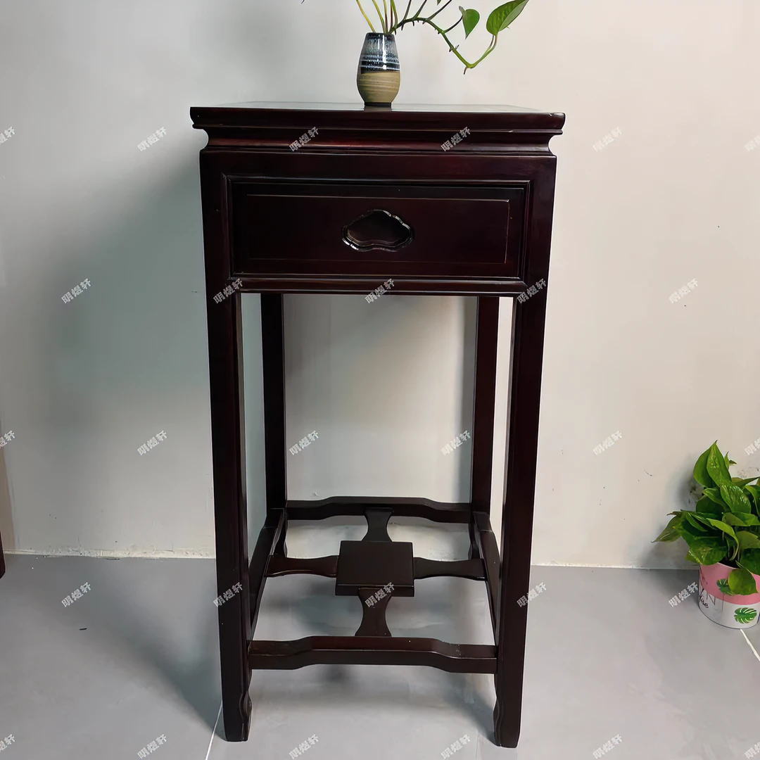 （明煜）实木中式轻奢高级感简约酸枝带抽花架家用卧室客厅书房办公