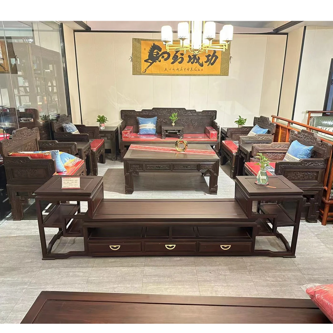 复古满工精雕雕花客厅十二件套沙发