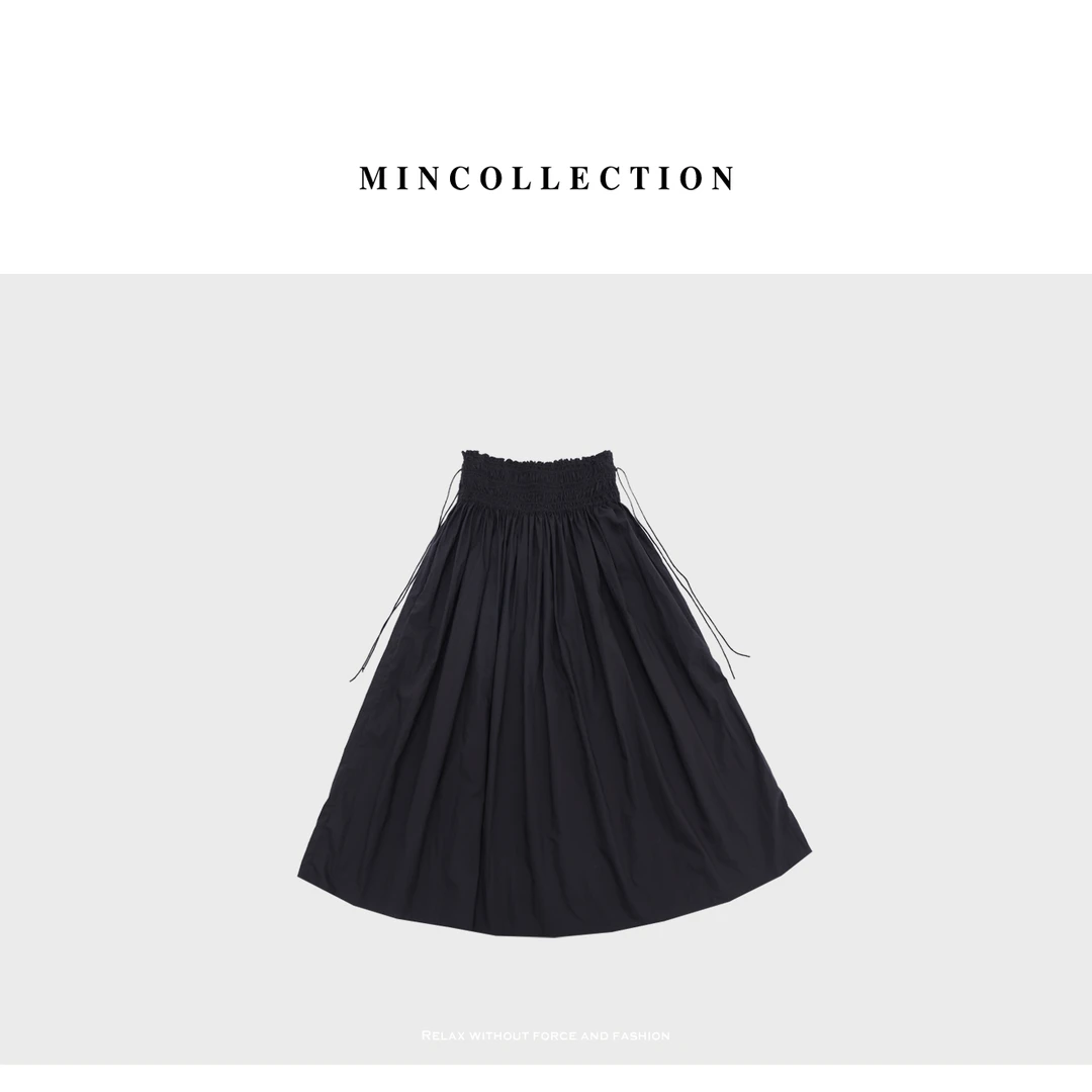 DE Mincollection打揽半裙/夏季重工艺打揽腰封棉质中长A字半身裙