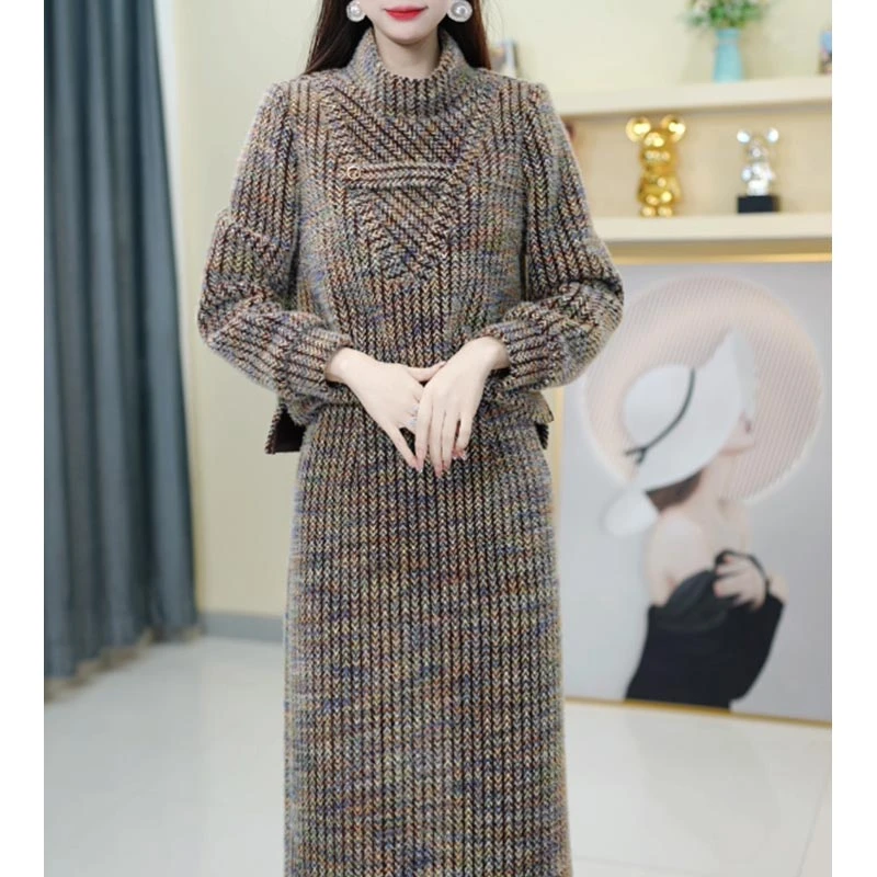 时尚加厚保暖两件套2025年秋冬季新款韩版时尚撞色高级感套装女装