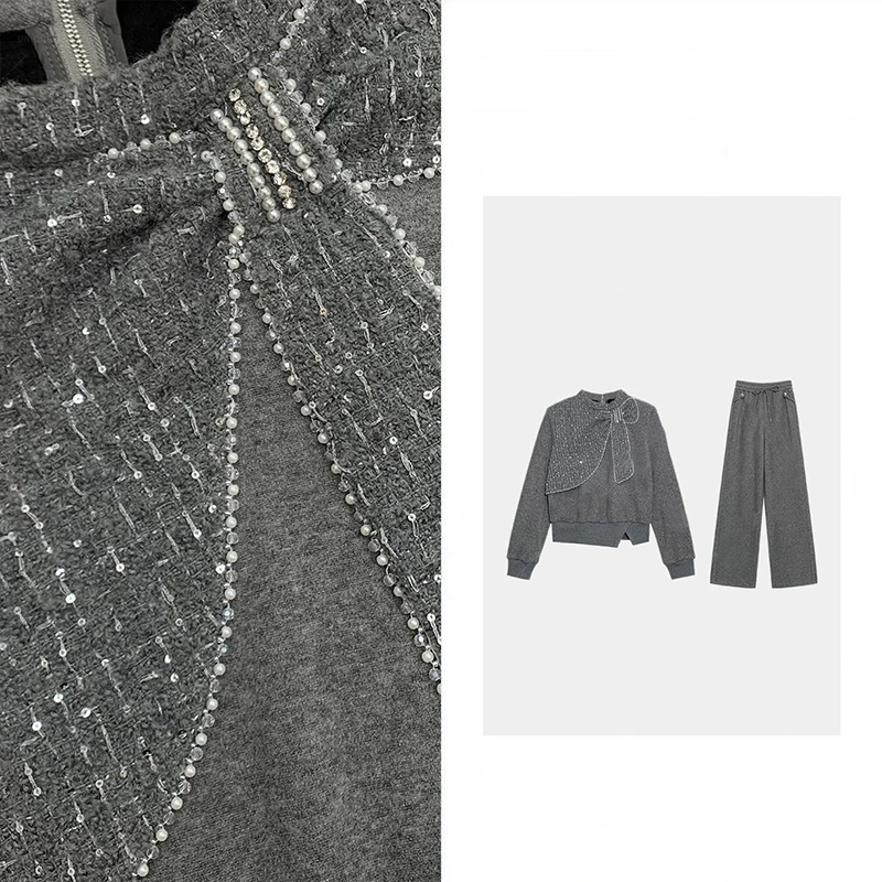 法式轻奢高级女装上衣阔腿裤两件套2024秋冬新款优雅气质套装