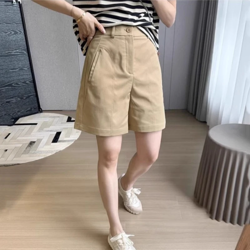 西装短裤女夏季韩版高腰宽松阔腿裤小个子休闲工装中裤五分裤子