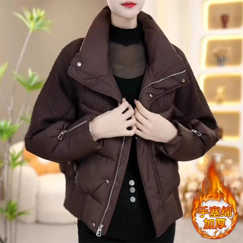 纯色简约设计感棉服女2025年秋冬季新款小个子高级感防风保暖上衣