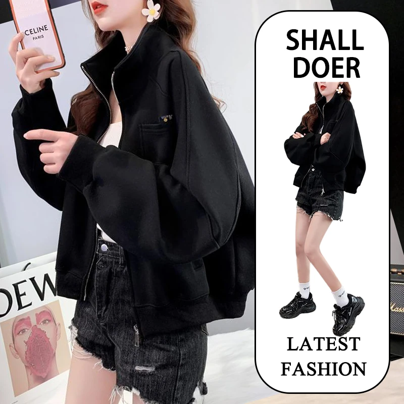 立领棒球服外套女款2025春秋新款大码宽松短款休闲运动夹克上衣服