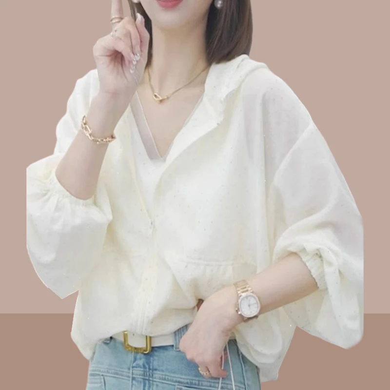 流行时尚潮流女装防晒衣2025夏季新款韩版纯色连帽开衫外套上衣女