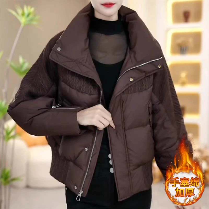 拼接设计感小众时髦洋气减龄棉服2025秋冬季新款休闲百搭拉链外套