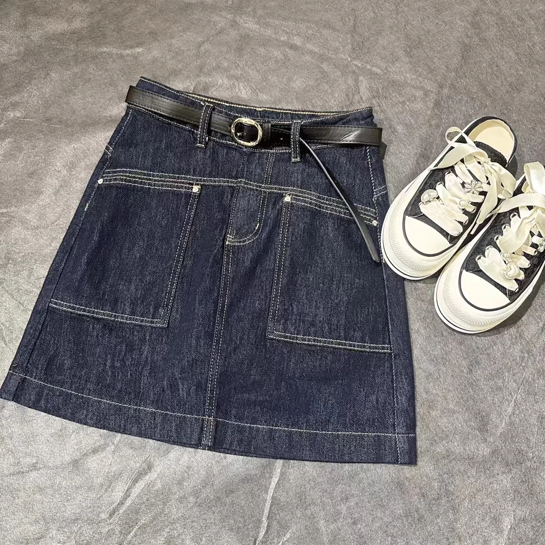 美丽家欧货夏季普洗蓝显瘦牛仔半身裙