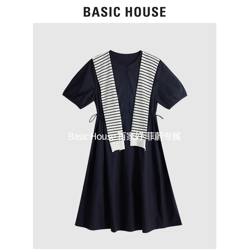 Basic House/百家好23夏季新款连衣裙女带披肩气质B0143B55492