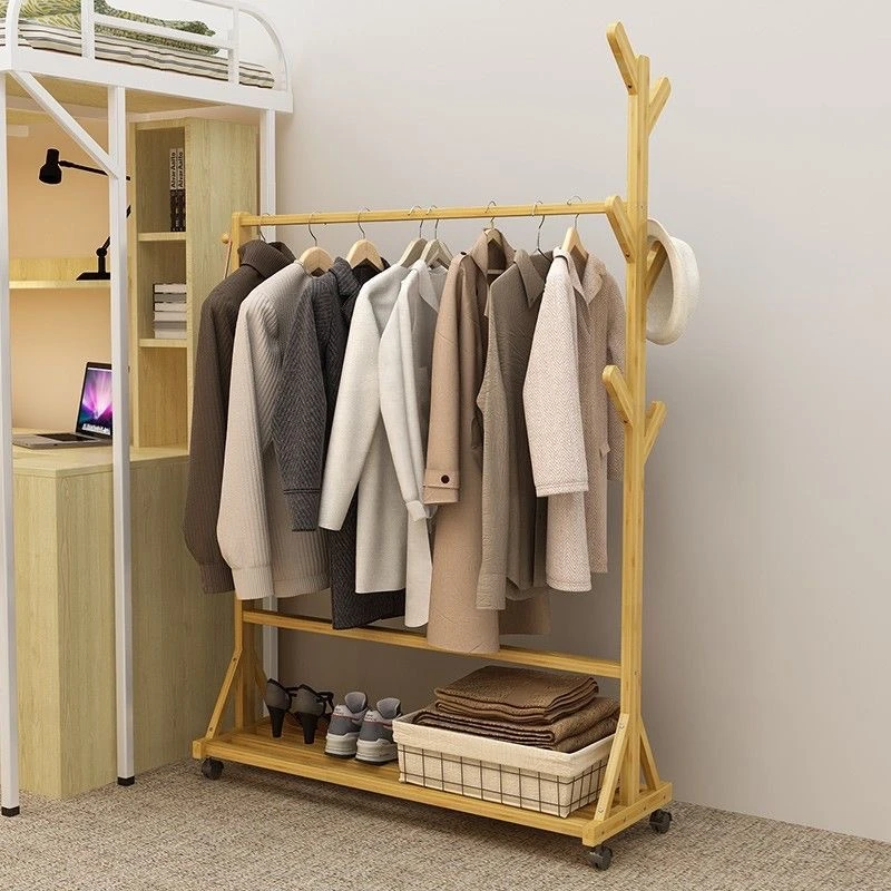 衣架落地立式落地挂衣架网红室内轮子家居加厚式耐用小户型衣帽架