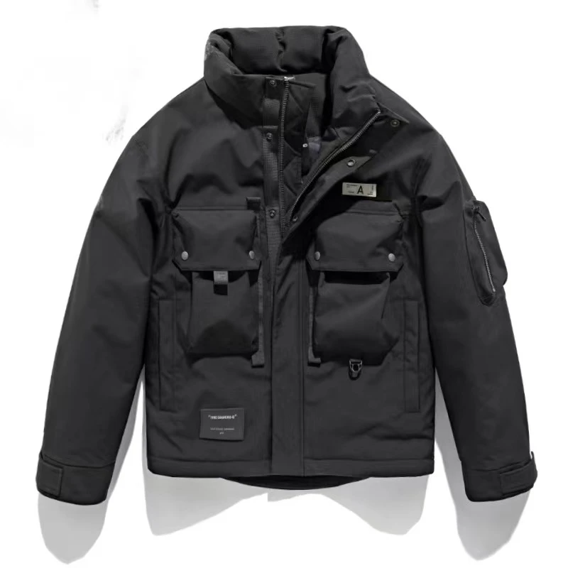 2023新款原创男士冬季百搭短款立领工装户外防风重工休闲羽绒服潮