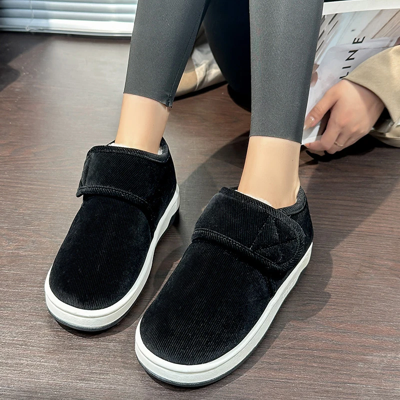 秋冬中老年人保暖棉拖鞋男女包跟加绒居家用牛筋厚底防滑棉鞋外穿