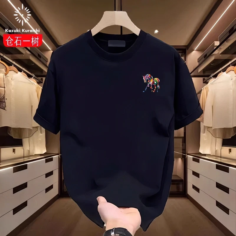 仓石一树潮牌宽松白色短袖T恤男士2025夏季新款百搭半袖情侣上衣