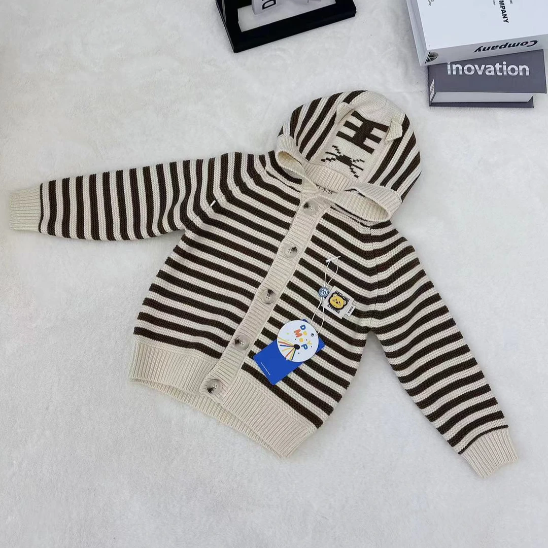 【町木优品】 儿童秋冬款男女童GN标宽条拼色圆领百搭加绒毛衣 8007