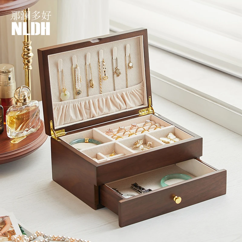首饰盒/箱 实木大容量首饰收纳盒高 档精致抗氧化饰品珠宝盒