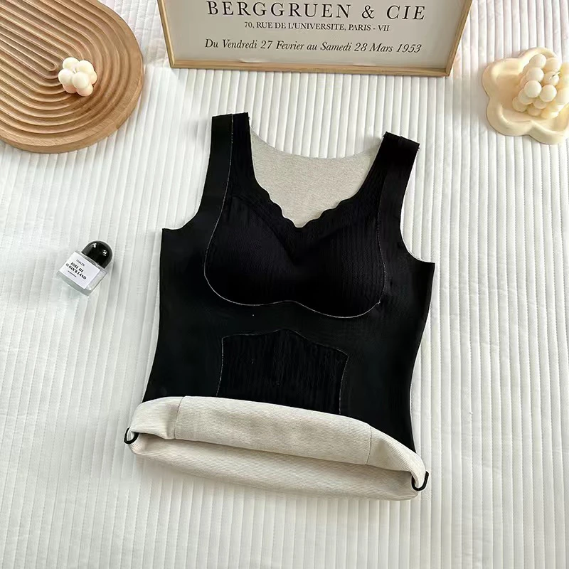 【英国品牌违约订单】门店价格199！冬季带胸垫羊绒蚕丝保暖女士背心