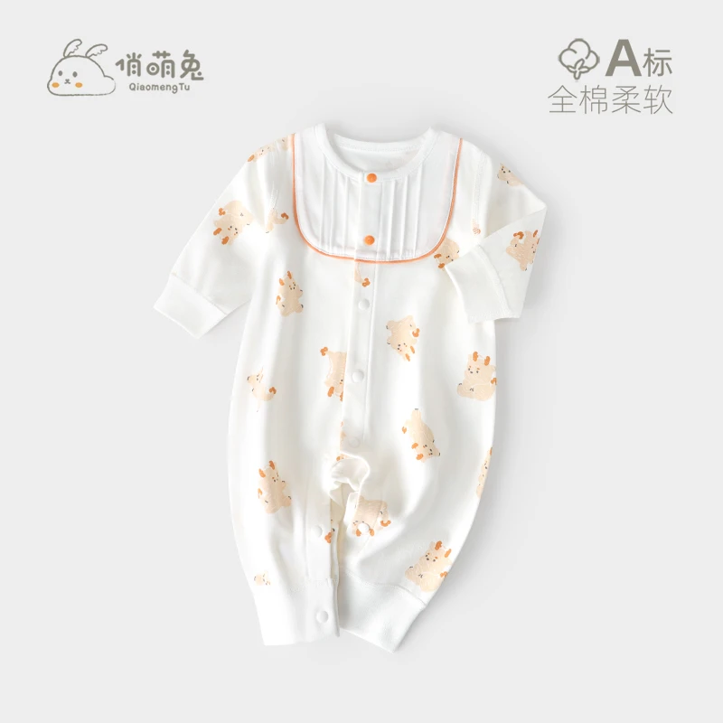 俏萌兔婴儿春秋季连体衣纯棉宝宝哈衣爬爬服可爱春装婴幼儿衣服