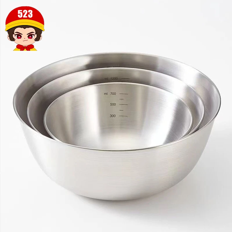 【拍一发三】出口韩国ins拉丝不锈钢沙拉碗三件套家用碗凉拌哑光碗