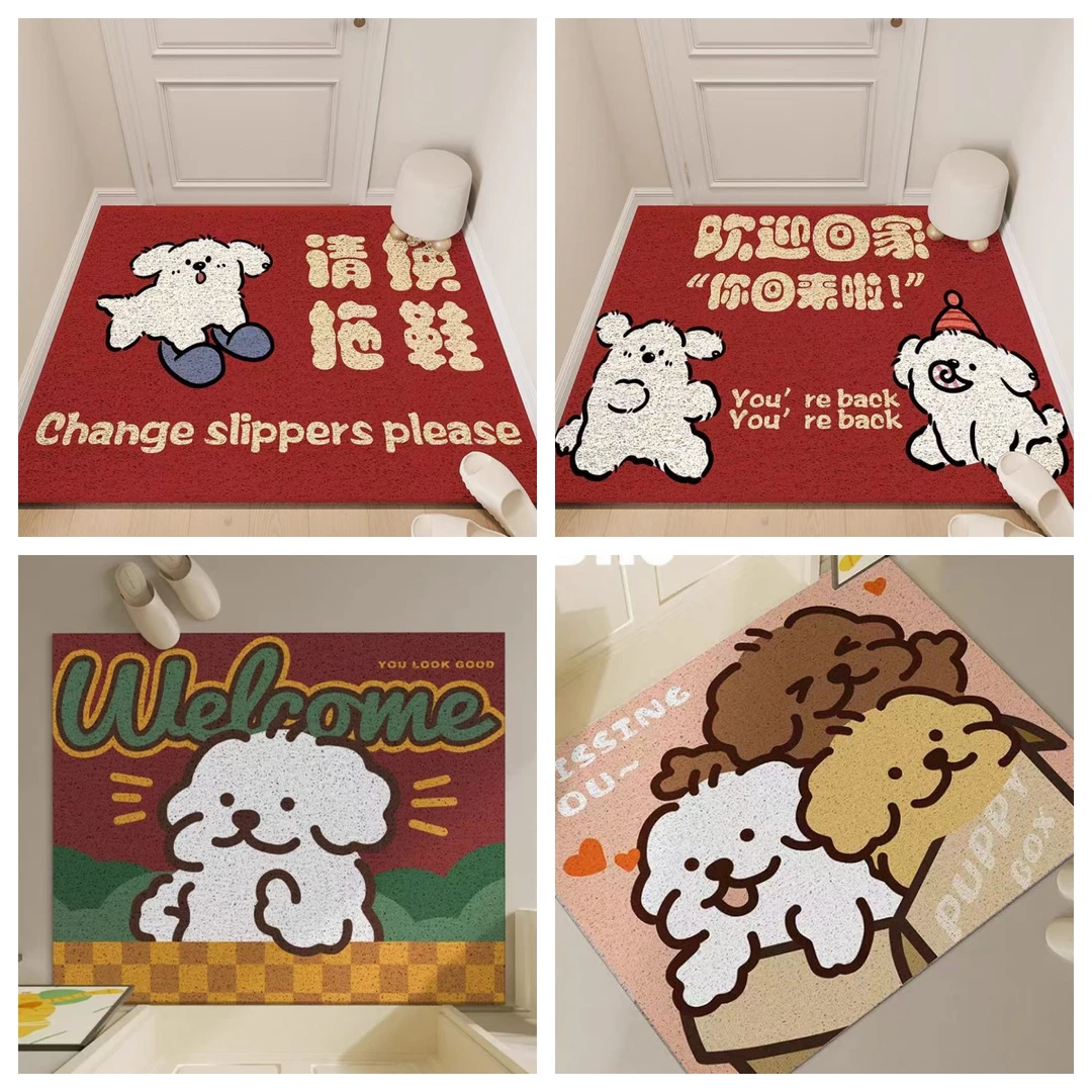 丝圈加厚地垫换鞋喜庆里面请地垫玄关门地毯入户防滑耐磨可爱卡通