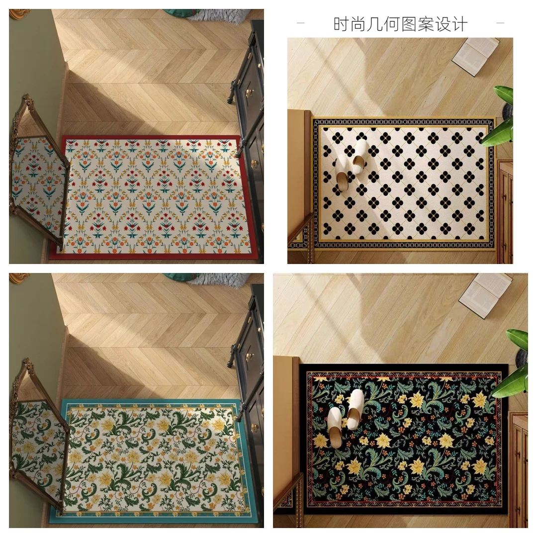 美式高级轻奢复古丝圈入户门防脏防滑地垫玄关门口换鞋地垫家用