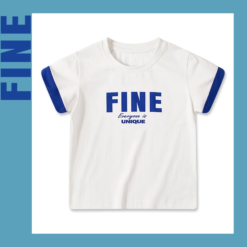 T1933//儿童夏季短袖上衣男女童2023新款简约半袖衫中大童休闲T恤