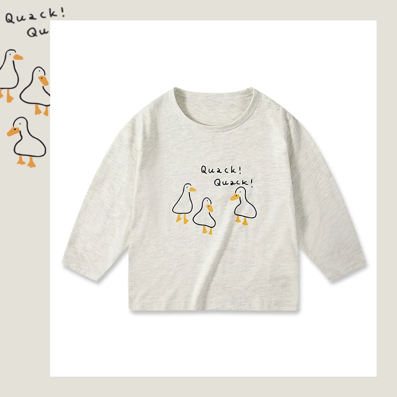 T2026//儿童秋季2023新款长袖上衣男女童卡通套头衫中大童纯棉T恤