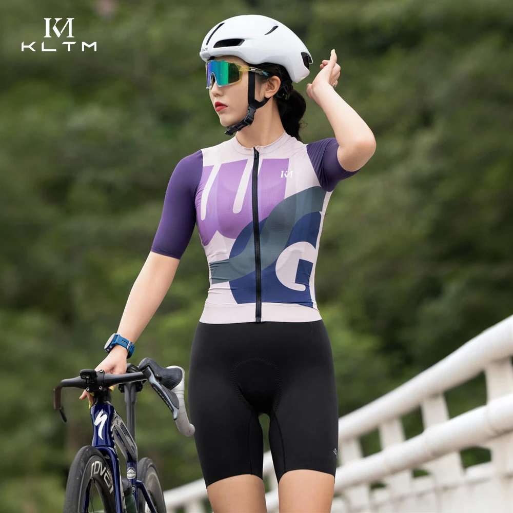 KLTM夏季女款骑行服短袖透气上衣公路自行车骑行服修身显瘦彩云服
