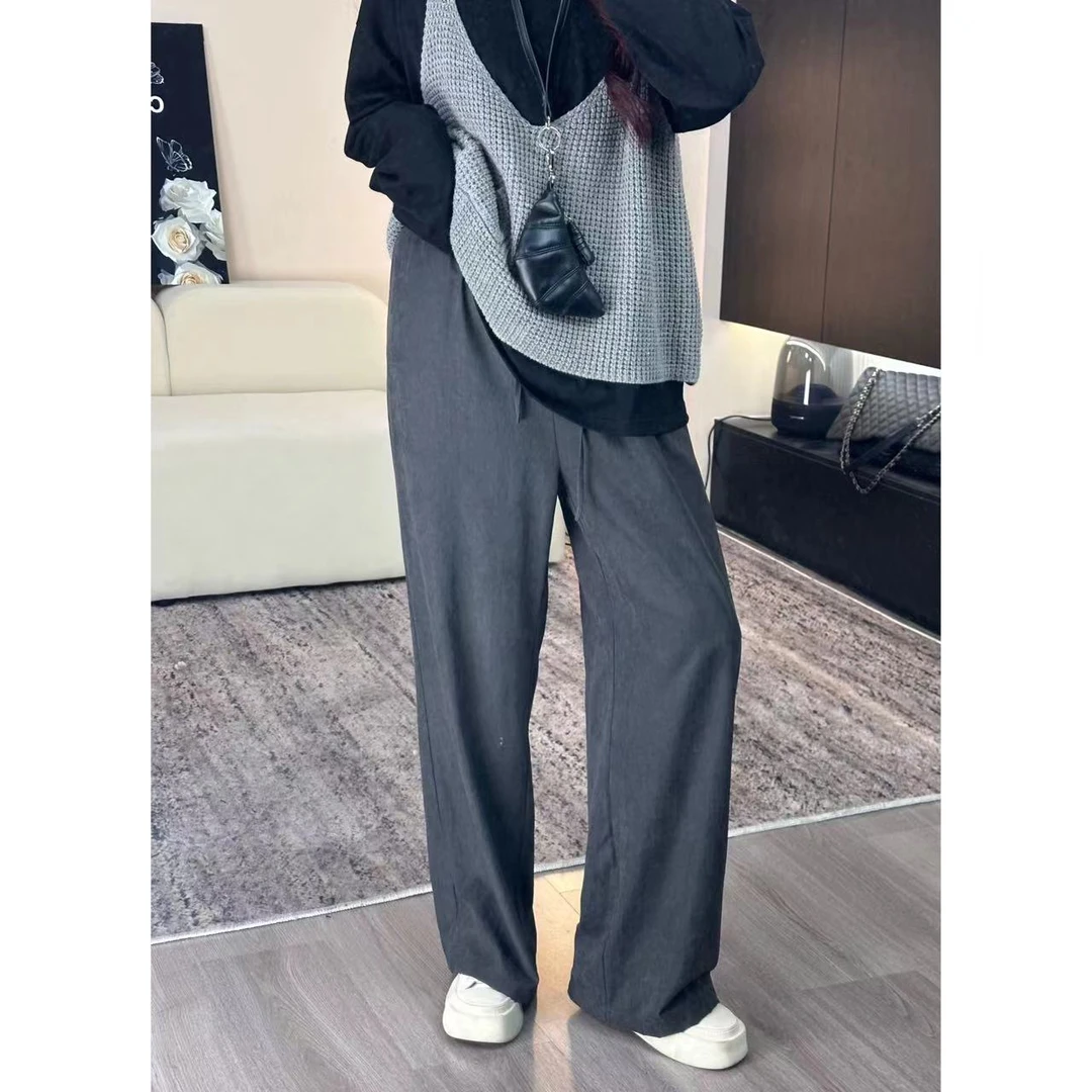 Xiaix【奶皮裤】胖mm显瘦舒适宽松直筒阔腿奶皮裤KZ0315夏夏